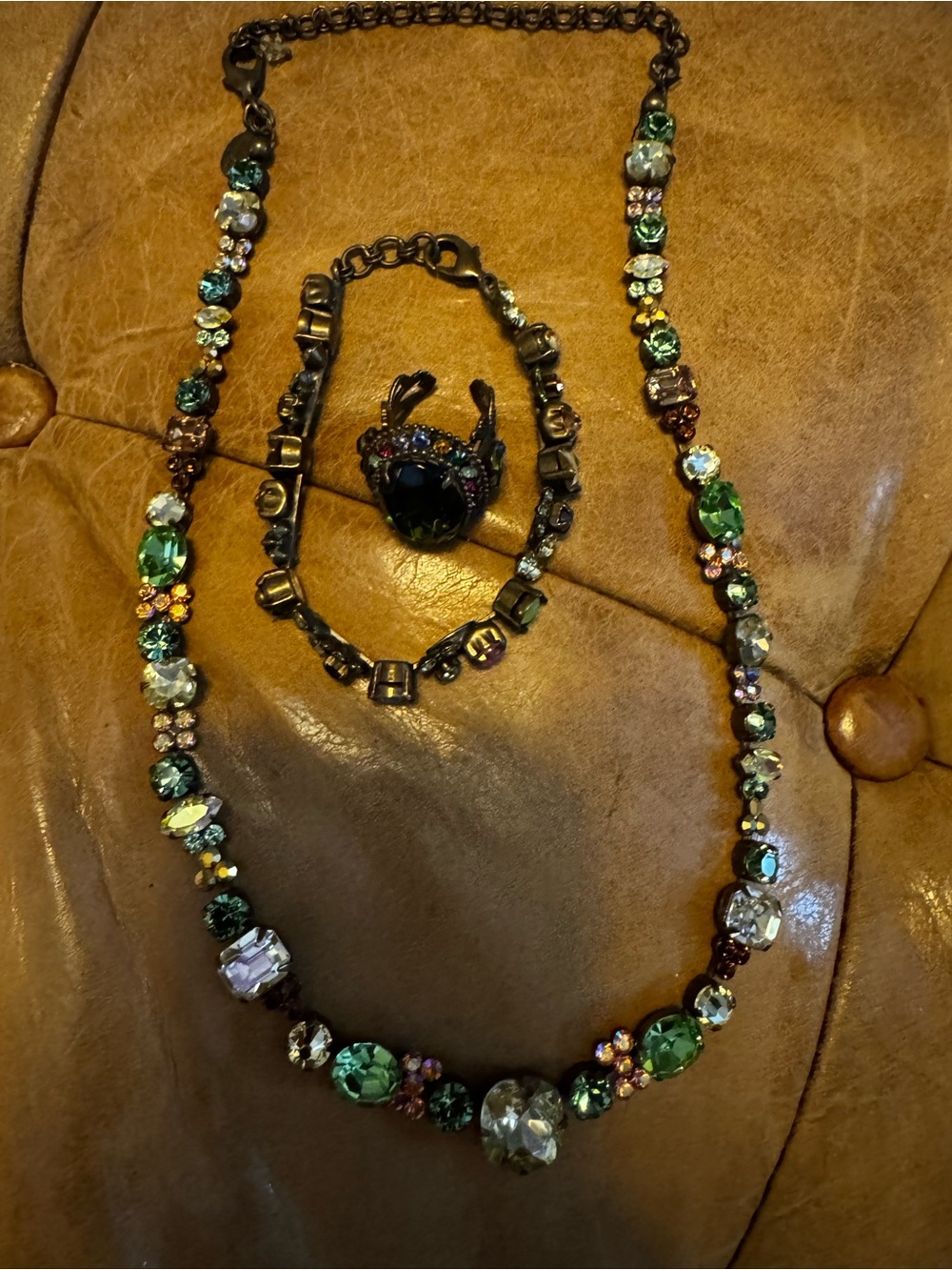 Sorelli Multicolor Crystal Statement Necklace - Green Accent
